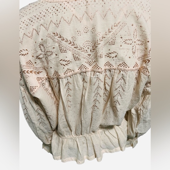 Free People Counting Star Shimmer Peasant Blouse Size Small - Picture 9 of 16